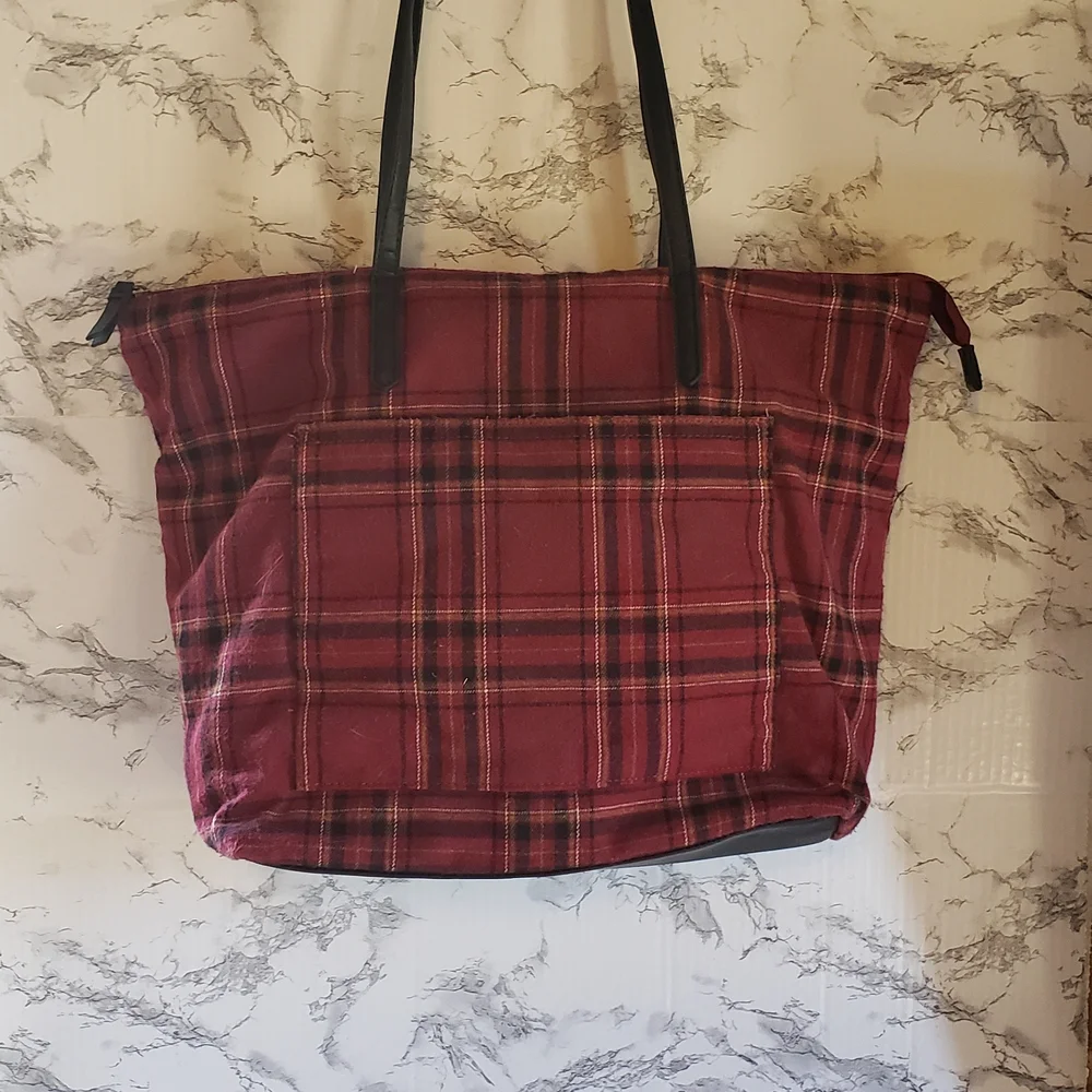 Source Unknown Red Plaid Tote - Picture 2 of 2
